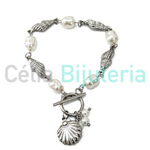 Cargar imagen en el visor de la galería, Collar/Pulsera de Acero - conchas de cauri con perlas
