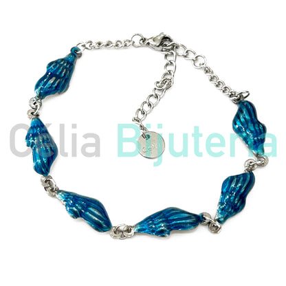 Tornozeleira de Aço - búzios coloridos