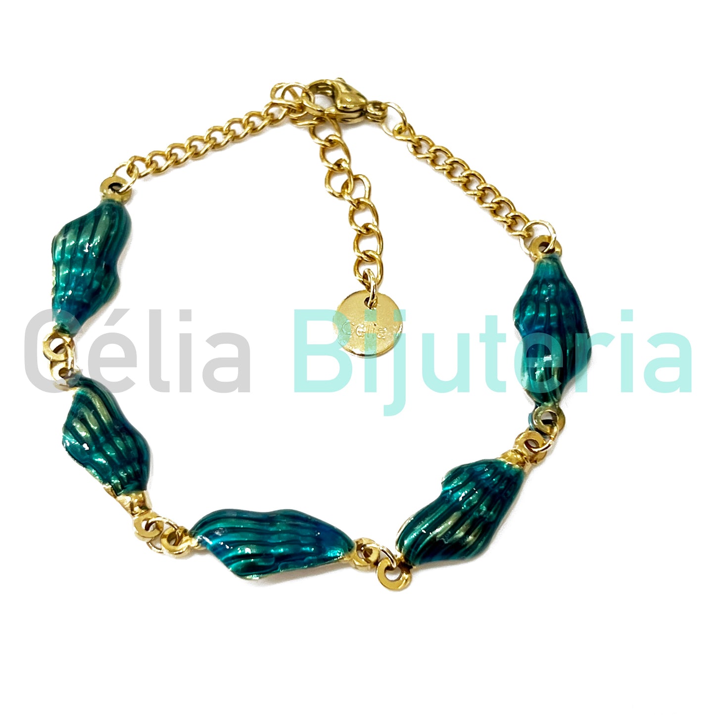 Pulseira de Aço - búzios coloridos