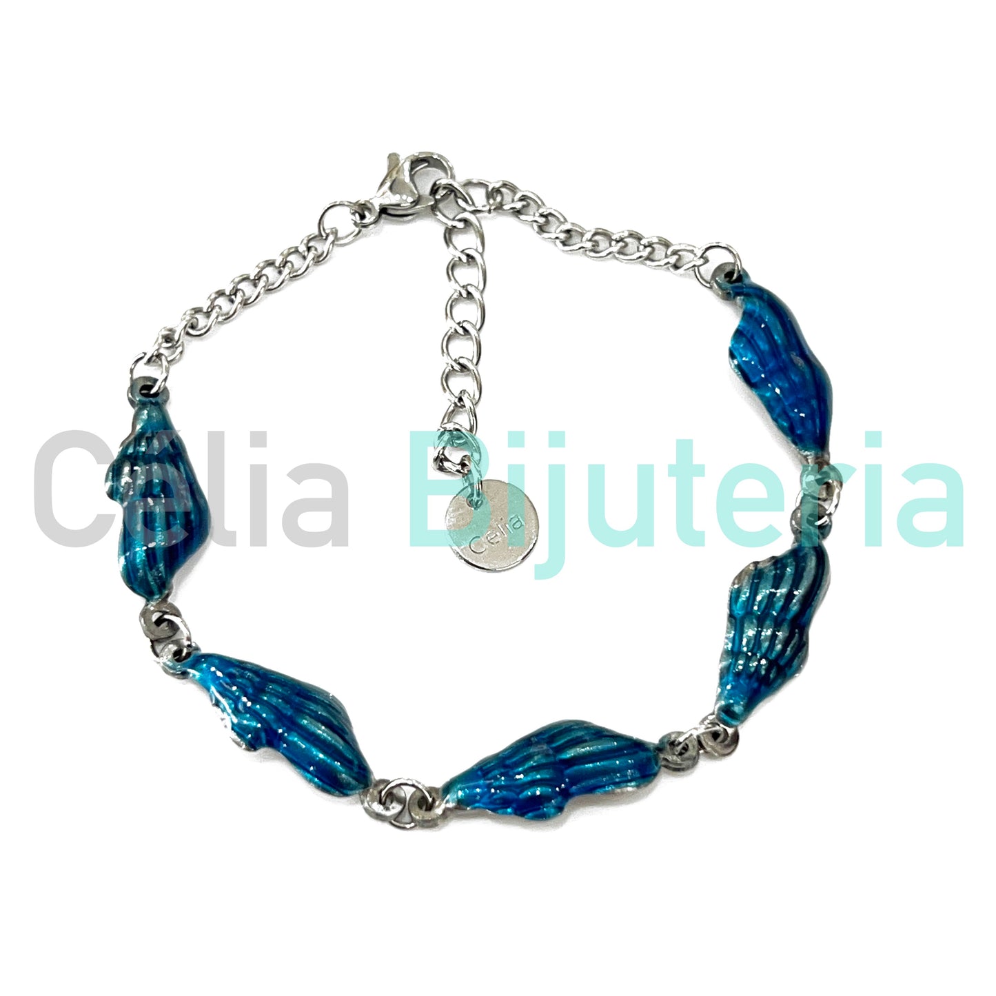 Pulseira de Aço - búzios coloridos