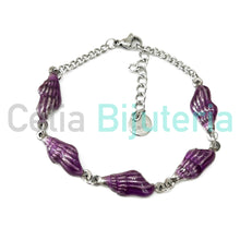 Cargar imagen en el visor de la galería, Pulsera de acero - conchas de colores
