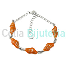 Cargar imagen en el visor de la galería, Pulsera de acero - conchas de colores
