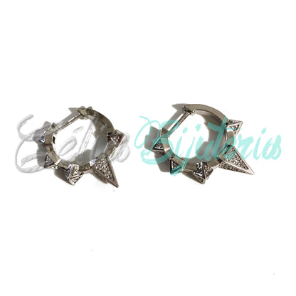 RHODIUM PLATED EARRINGS WITH ZIRCONIAS