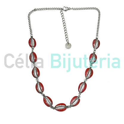 Colar / Tornozeleira / Pulseira de Aço - búzios coloridos