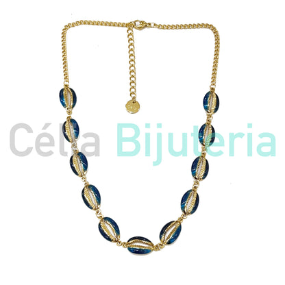 Colar / Tornozeleira / Pulseira de Aço - búzios coloridos