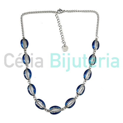 Colar / Tornozeleira / Pulseira de Aço - búzios coloridos