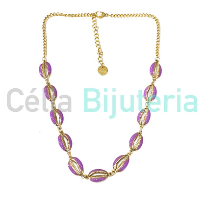 Colar / Tornozeleira / Pulseira de Aço - búzios coloridos