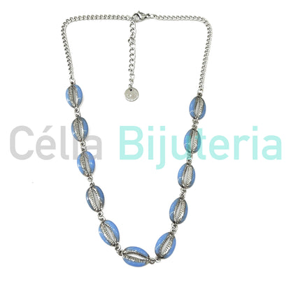 Colar / Tornozeleira / Pulseira de Aço - búzios coloridos