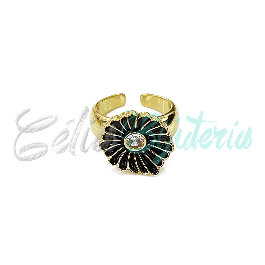 Anillo de Rodio con Circonitas - flor