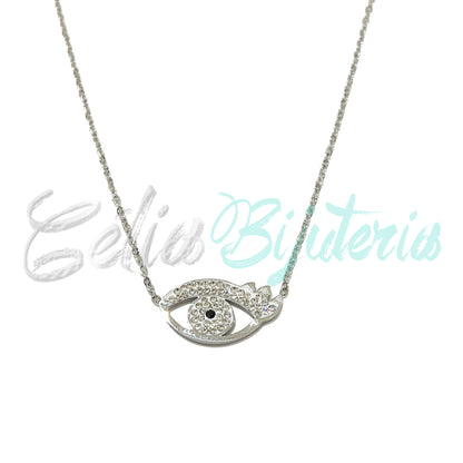 Steel Necklace - Evil Eye with Diamonds