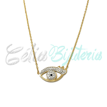 Steel Necklace - Evil Eye with Diamonds