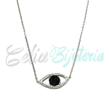 Colar de Aço - olho turco com brilhantes