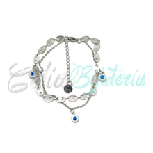 Cargar imagen en el visor de la galería, Collar/Pulsera Doble de Acero - Ojo Turco Azul y Blanco
