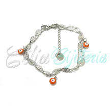 Cargar imagen en el visor de la galería, Collar/Pulsera Doble Acero - Ojo Turco Naranja
