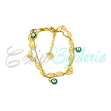 Cargar imagen en el visor de la galería, Collar/Pulsera Doble Acero - Ojo Turco Verde
