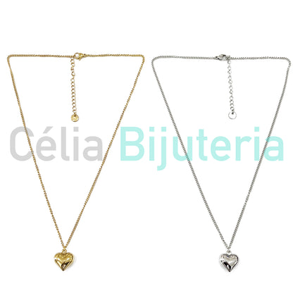 Steel Necklace with Heart Medal