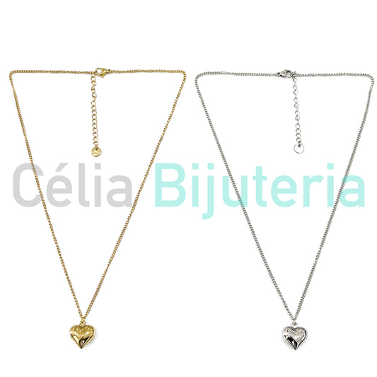 Steel Necklace with Heart Medal