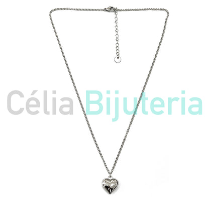 Steel Necklace with Heart Medal