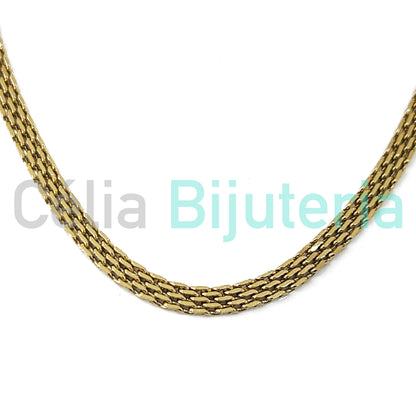 Colar de Aço Simples - Malha Trabalhada 4mm