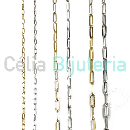 Colar de Aço Simples - Elos Retangulares Achatados