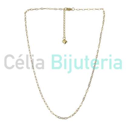 Colar de Aço Simples - Elos Retangulares Achatados