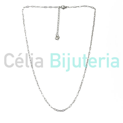 Colar de Aço Simples - Elos Retangulares Achatados