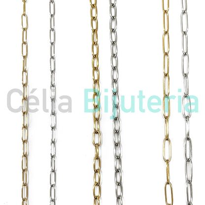 Colar de Aço Simples - Elos Retangulares Redondos