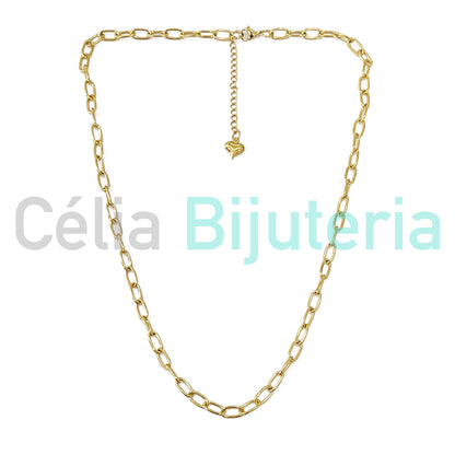 Colar de Aço Simples - Elos Retangulares Redondos