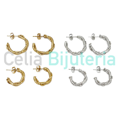 Pendientes de aro de acero - detalles retorcidos