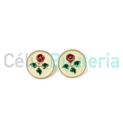 Enamel Fashion Earrings Colorful (Button)