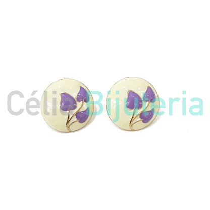 Enamel Fashion Earrings Colorful (Button)