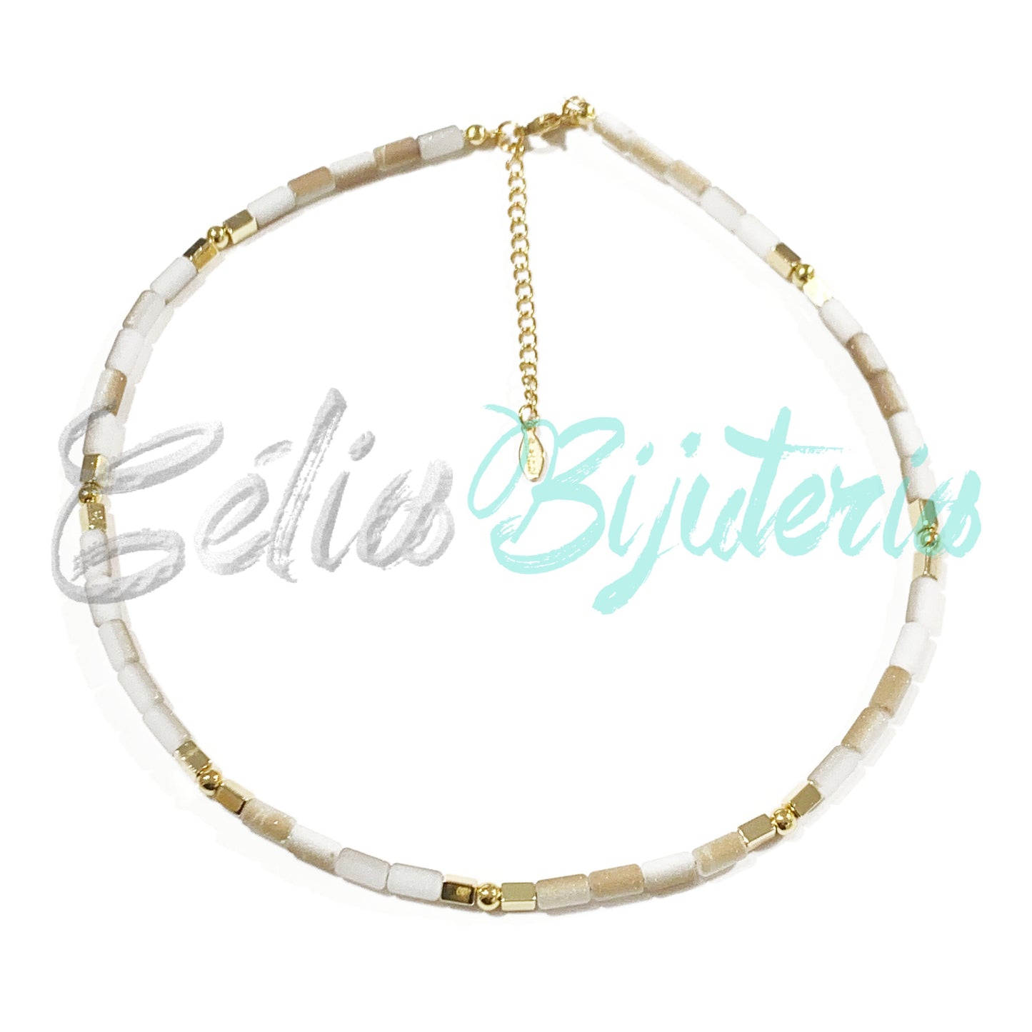 Colar com Hematita- Branco