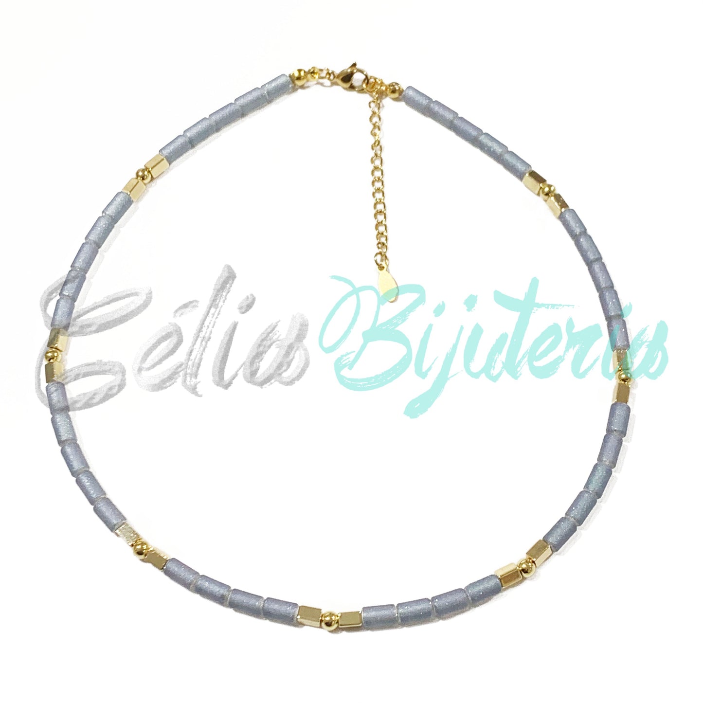 Colar com Hematita- Lilás