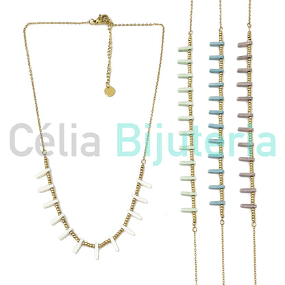 Colar de Aço com medalhas coloridas