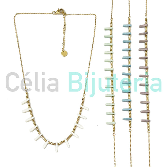 Steel Necklace with Colorful Medals