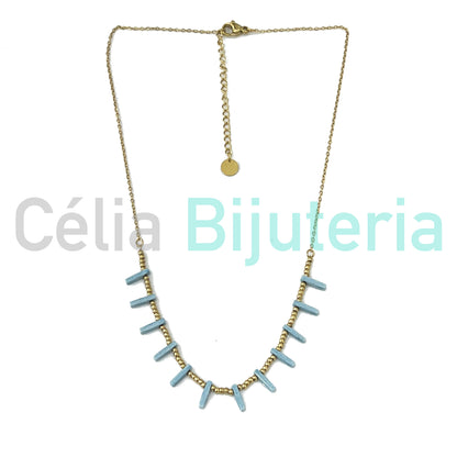 Colar de Aço com medalhas coloridas