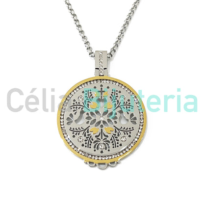 Steel Necklace with Two-Tone Medal