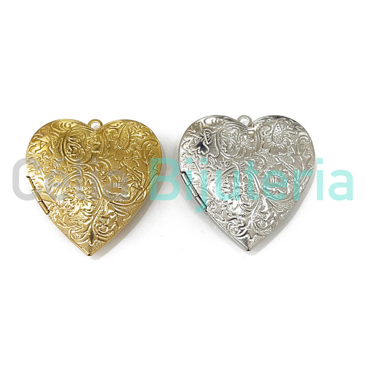 Steel Opening Medal - Heart with Details