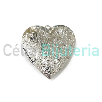 Steel Opening Medal - Heart with Details