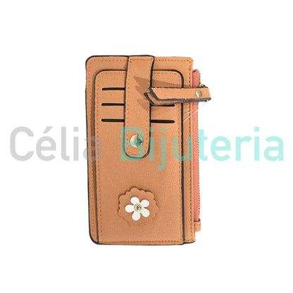 聚氨酯皮革钱包 - 白花（竖款）