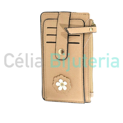 聚氨酯皮革钱包 - 白花（竖款）