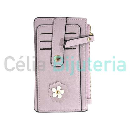 聚氨酯皮革钱包 - 白花（竖款）