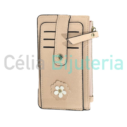 聚氨酯皮革钱包 - 白花（竖款）