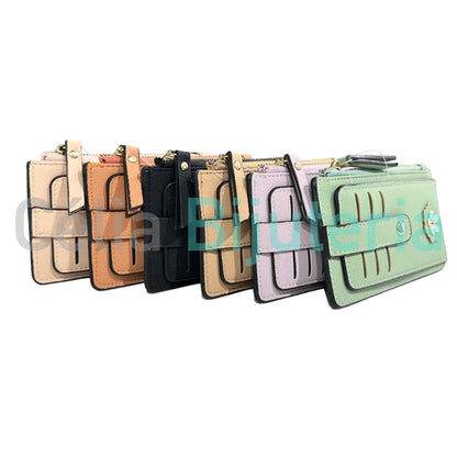 聚氨酯皮革钱包 - 白花（竖款）