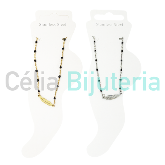 Tornozeleira de Aço com Pena