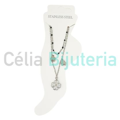 Tornozeleira de Aço Dupla com trevos - MAIS CORES DISPONIVEIS