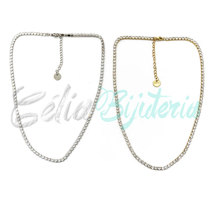 Steel Necklace with Brilliant Cut (White Zirconias)