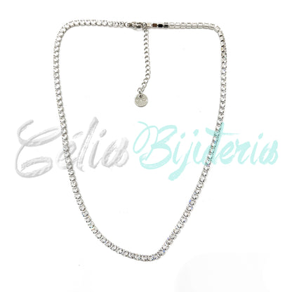 Steel Necklace with Brilliant Cut (White Zirconias)