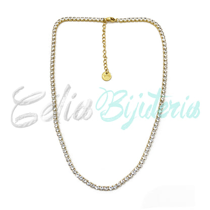 Steel Necklace with Brilliant Cut (White Zirconias)