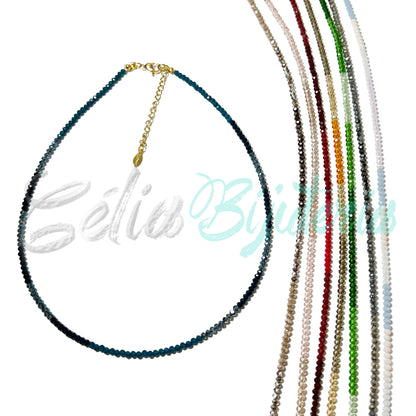 Colar de Aço com Cristais Facetados